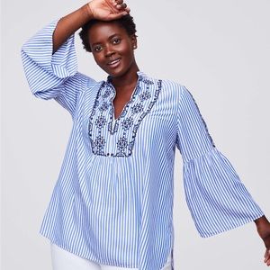 ✨Loft Blue Striped Bell Sleeve Women’s Blouse S